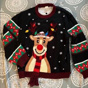 Light up Reindeer Christmas Sweater Ugly Christmas sweater holiday. Size XXL
